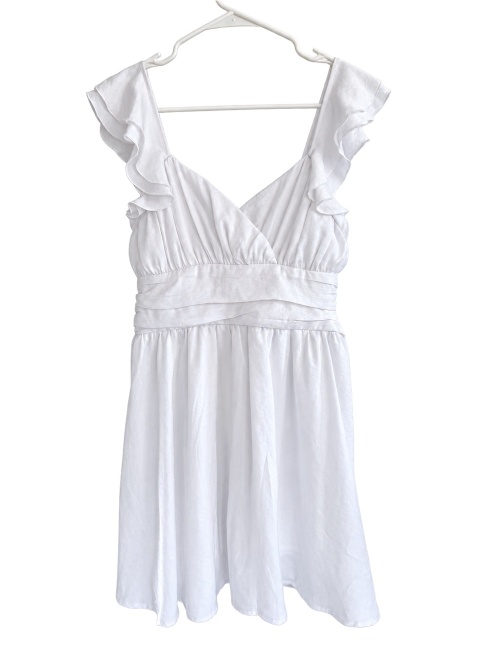 Versona White Ruffle Sleeve Tie Back Fit & Flare Dress Size 6
